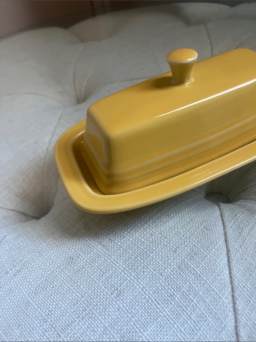 Fiesta Fiestaware Sunflower Yellow Ceramic Butter Dish with Lid Made in the USA - Picture 4 of 10